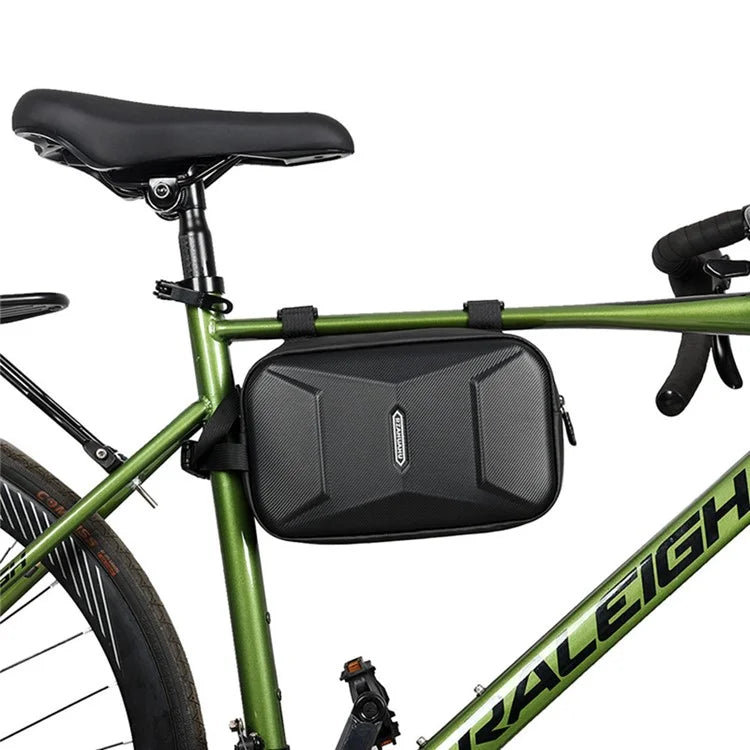 RZAHUAHU 591 3L Hard Shell Bicycle Handlebar Bag Waterproof PU Bike Front Bag+Green
