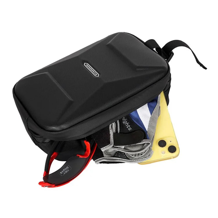 RZAHUAHU 591 3L Hard Shell Bicycle Handlebar Bag Waterproof PU Bike Front Bag+Green