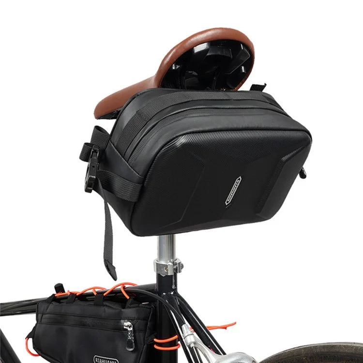 RZAHUAHU 591 3L Hard Shell Bicycle Handlebar Bag Waterproof PU Bike Front Bag+Brown