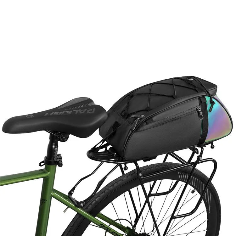 YA594 Polyester+PU Leather Bicycle Rear Rack Storage Bag Waterproof Bike Tail Pack