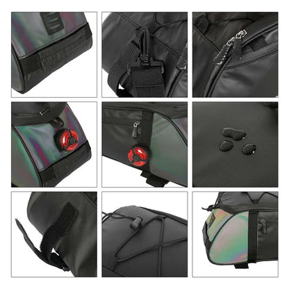 YA594 Polyester+PU Leather Bicycle Rear Rack Storage Bag Waterproof Bike Tail Pack