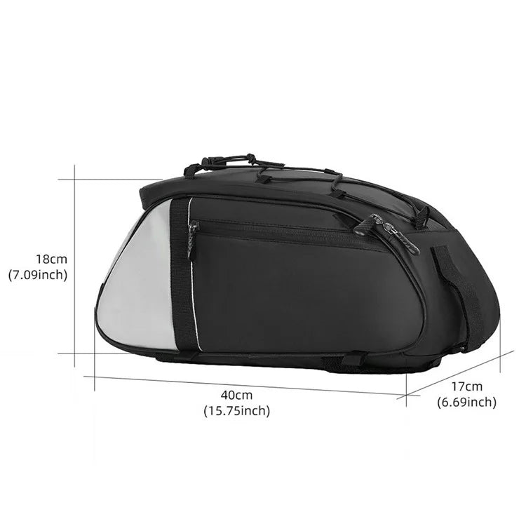 YA594 Polyester+PU Leather Bicycle Rear Rack Storage Bag Waterproof Bike Tail Pack
