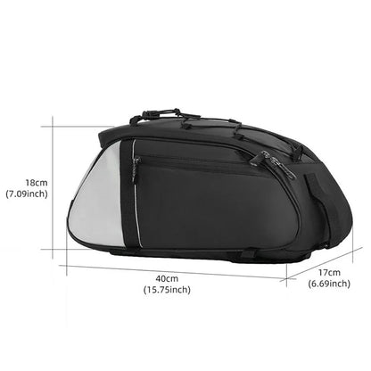 YA594 Polyester+PU Leather Bicycle Rear Rack Storage Bag Waterproof Bike Tail Pack