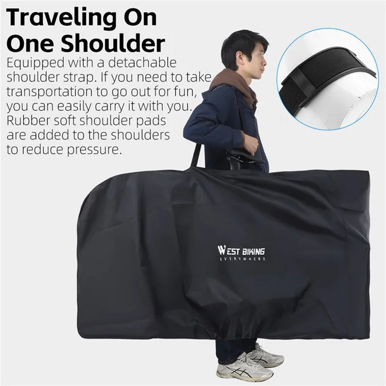 WEST BIKING YP0719366 420D PU 27.5-Inch 700C Road Bike Carrying Bag MTB Bicycle Transport Bag