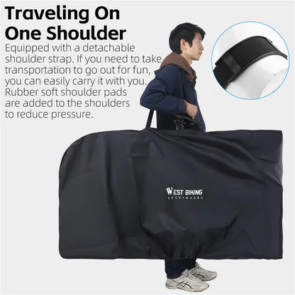 WEST BIKING YP0719366 420D PU 27.5-Inch 700C Road Bike Carrying Bag MTB Bicycle Transport Bag