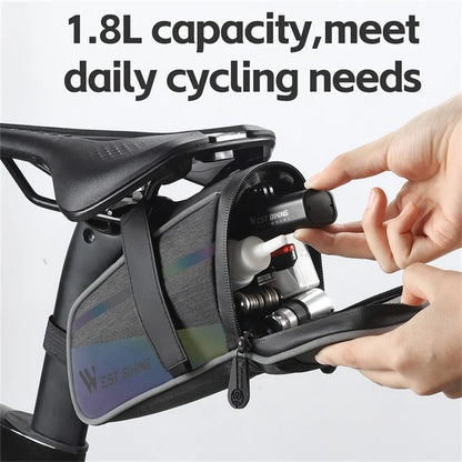 WEST BIKING YP0707358 Bike Rear Saddle Bag Colorful Reflective Bicycle Tail Storage Bag
