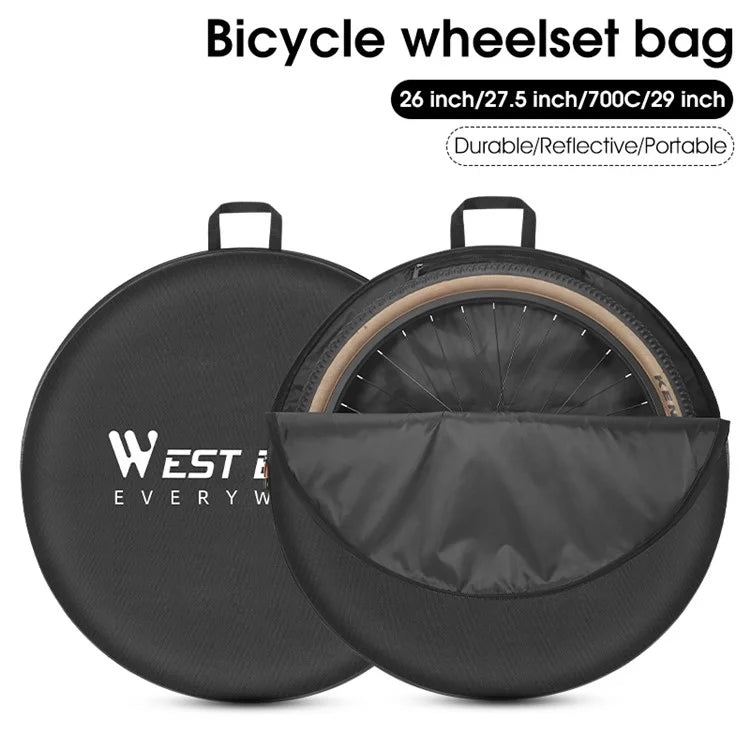 WEST BIKING YP0719387 Polyester Road Bicycle Tyre Bag 26-27.5 Inch MTB Bike Wheel Transport Bag