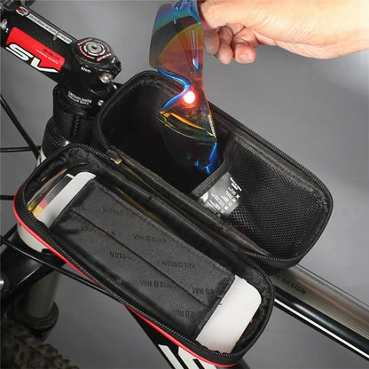 WILD MAN E2 EVA+PU Bike Stem Front Tube Bag Waterproof Bicycle Bag with Clear Touch Window
