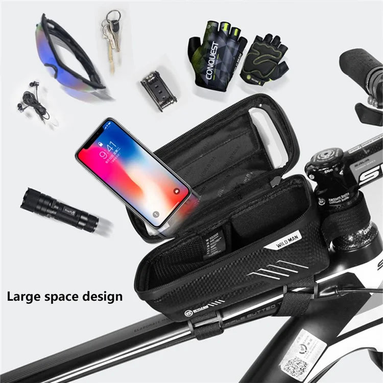 WILD MAN E2 EVA+PU Bike Stem Front Tube Bag Waterproof Bicycle Bag with Clear Touch Window