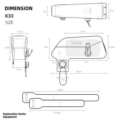 RHINOWALK K33 Magnetic Waterproof Bike Tube Bag MTB Frame Bag TPU+Polyester Cycling Pouch