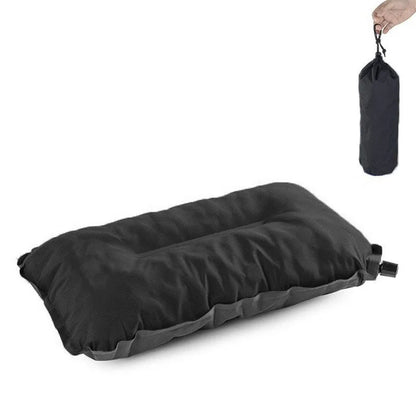 Inflatable Sponge Pillow Camping Travel Pillow Fabric+TPU Head Rest Cushion