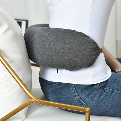 Travel Pillow Cotton U-Shape Head Rest Neck Pillow with Hood for Airplane Car Office