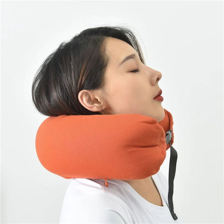 Travel Pillow Cotton U-Shape Head Rest Neck Pillow with Hood for Airplane Car Office