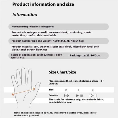 KYNCILOR 1 Pair Summer Full Finger Cycling Gloves Touch Screen Shock-Absorbed Hand Gloves