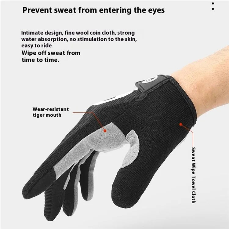 KYNCILOR 1 Pair Summer Full Finger Cycling Gloves Touch Screen Shock-Absorbed Hand Gloves