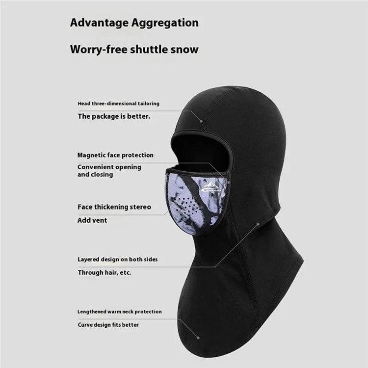 GOLOVEJOY DTJ47 Winter Windproof Magnetic Face Mask Balaclava Headwear Thermal Neck Gaiter
