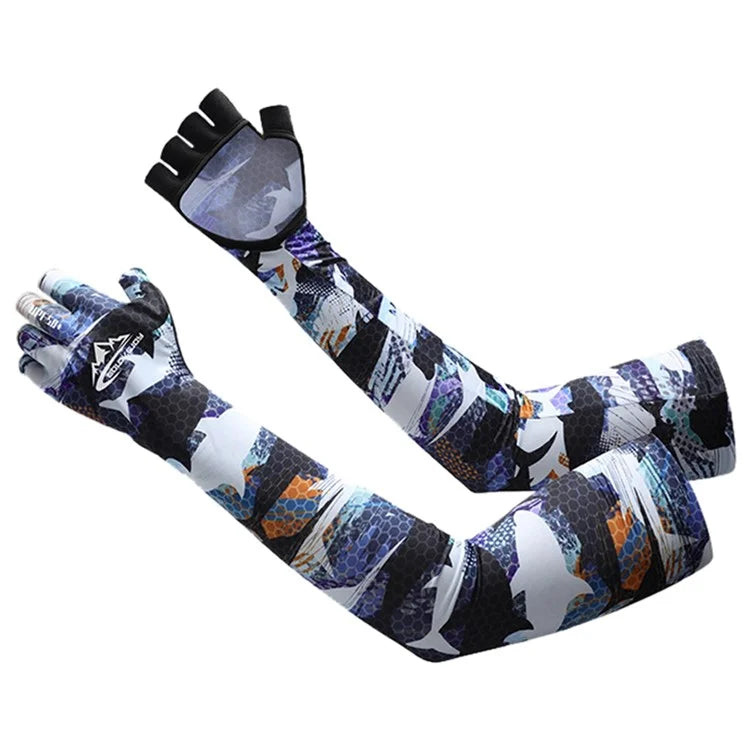 GOLOVEJOY XG75 1 Pair UV Protection Men Arm Sleeves Half-Finger Outdoor Sports Fishing Arm Covers