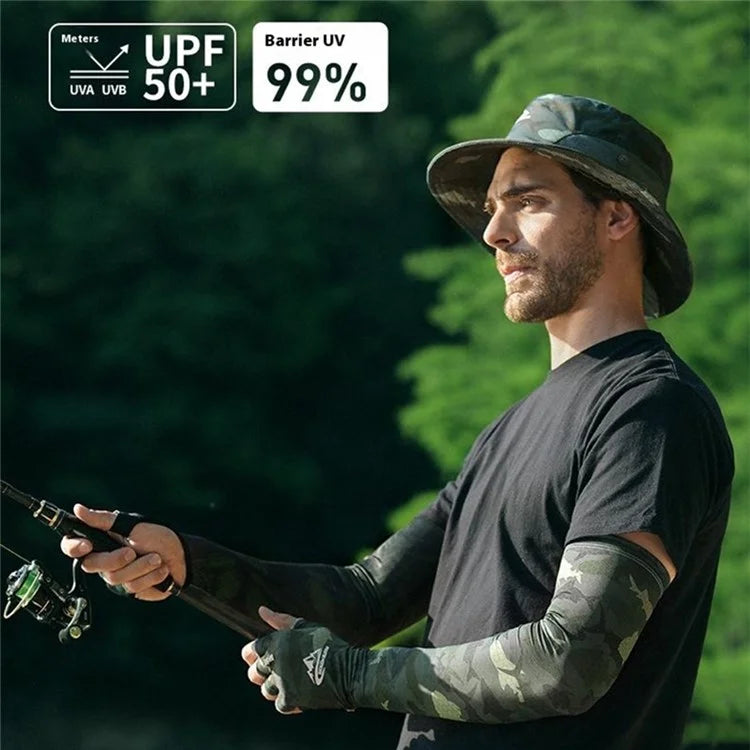 GOLOVEJOY XG75 1 Pair UV Protection Men Arm Sleeves Half-Finger Outdoor Sports Fishing Arm Covers