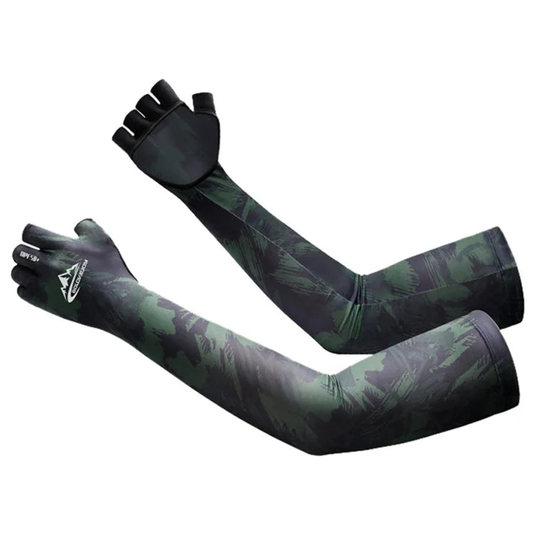 GOLOVEJOY XG75 1 Pair UV Protection Men Arm Sleeves Half-Finger Outdoor Sports Fishing Arm Covers