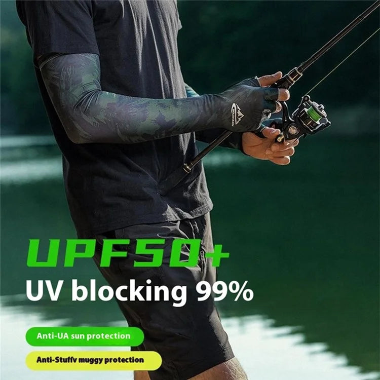 GOLOVEJOY XG75 1 Pair UV Protection Men Arm Sleeves Half-Finger Outdoor Sports Fishing Arm Covers