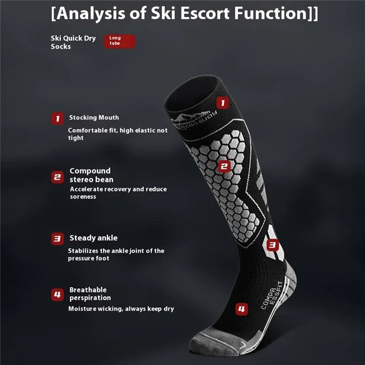 GOLOVEJOY DWZ04 1 Pair Sport Compression Socks Winter Warm High Tube Ski Calf Socks