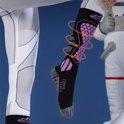 GOLOVEJOY DWZ04 1 Pair Sport Compression Socks Winter Warm High Tube Ski Calf Socks