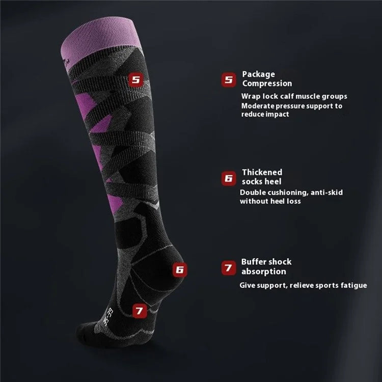 GOLOVEJOY DWZ05 1 Pair Sport Compression Socks Winter Warm High Tube Ski Calf Socks