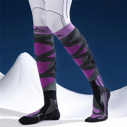 GOLOVEJOY DWZ05 1 Pair Sport Compression Socks Winter Warm High Tube Ski Calf Socks