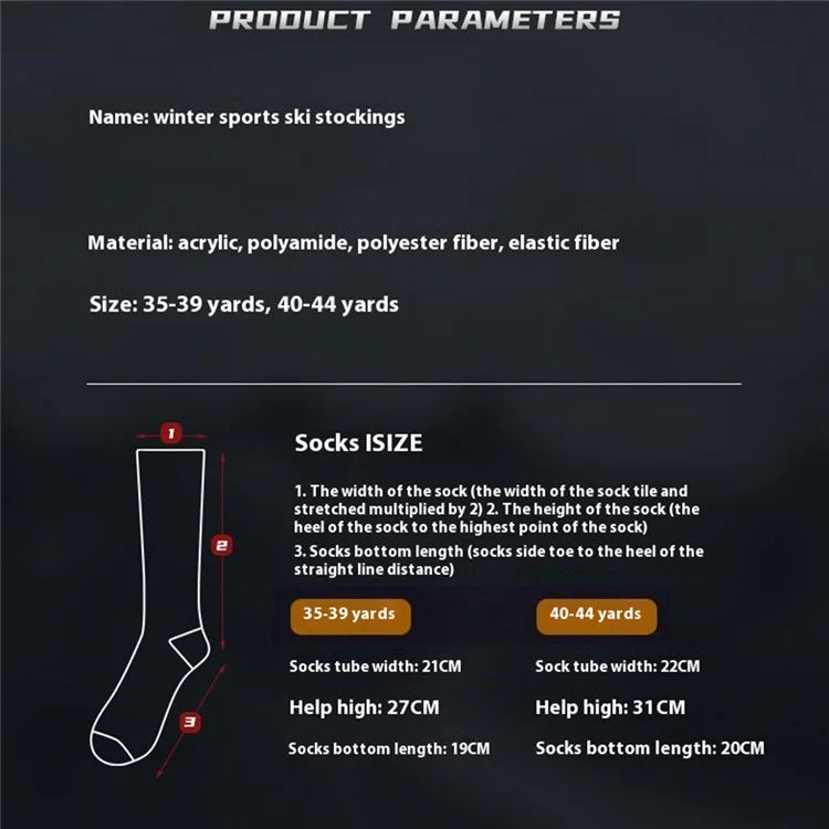GOLOVEJOY DWZ05 1 Pair Sport Compression Socks Winter Warm High Tube Ski Calf Socks