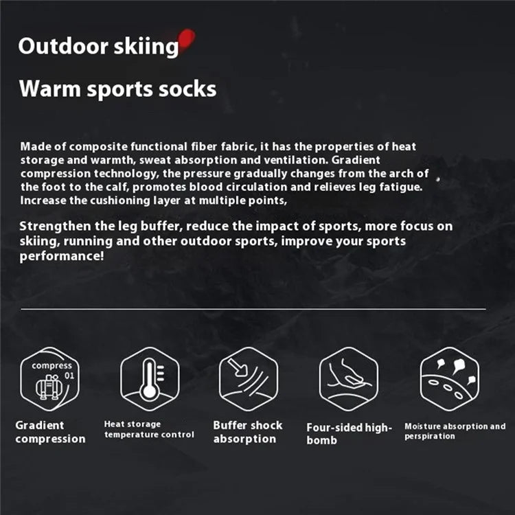 GOLOVEJOY DWZ05 1 Pair Sport Compression Socks Winter Warm High Tube Ski Calf Socks