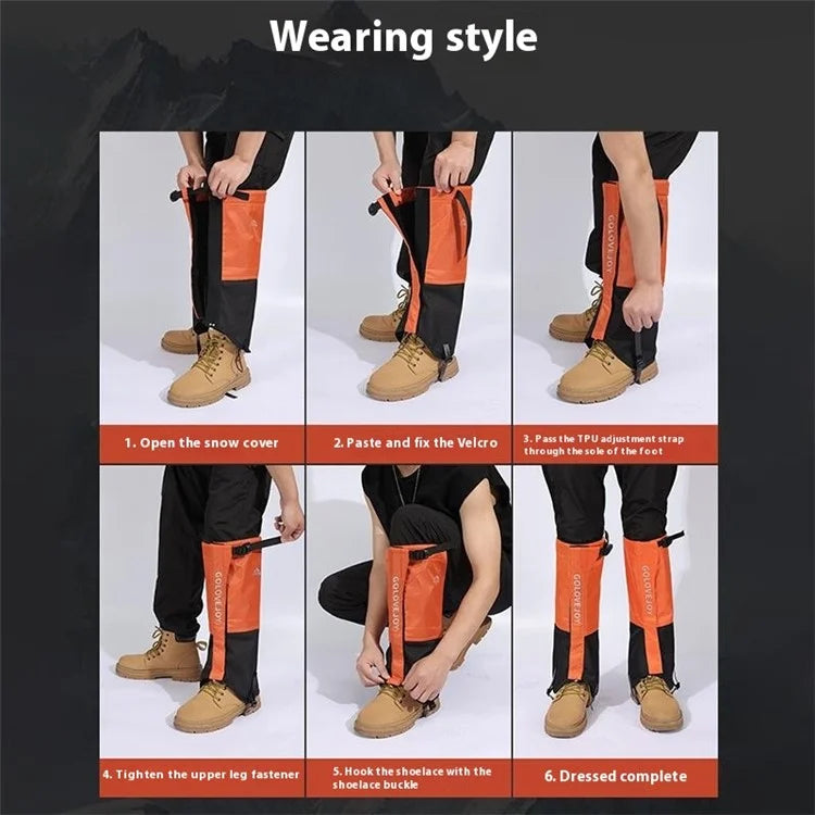 GOLOVEJOY HX39 1 Pair Plush Lining Waterproof Leg Gaiters Outdoor Hiking Climbing Skiing Leg Cover