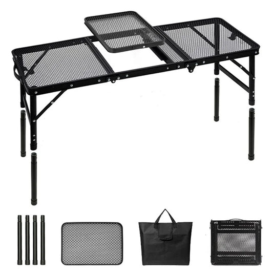 Outdoor Folding IGT Table Barbecue Mesh Table Lightweight Camping Height Adjustable Mesh Table, Size L