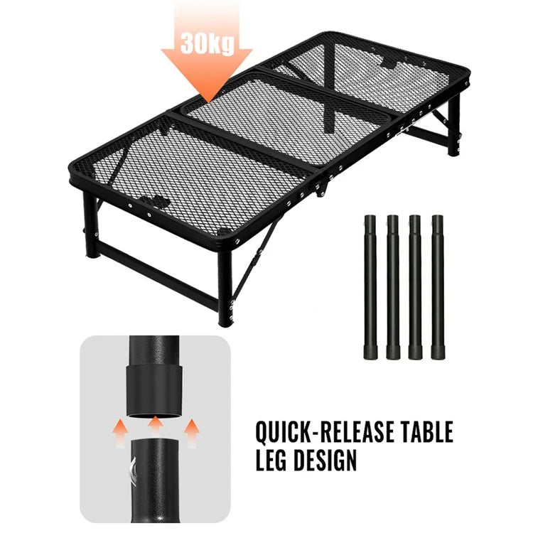 Outdoor Folding IGT Table Barbecue Mesh Table Lightweight Camping Height Adjustable Mesh Table, Size L