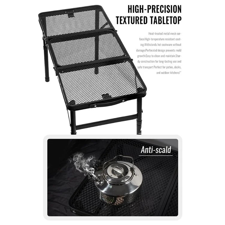 Outdoor Folding IGT Table Barbecue Mesh Table Lightweight Camping Height Adjustable Mesh Table, Size L