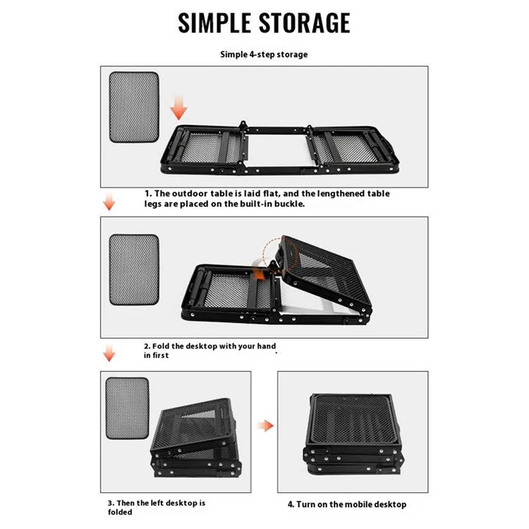 Outdoor Folding IGT Table Barbecue Mesh Table Lightweight Camping Height Adjustable Mesh Table, Size L