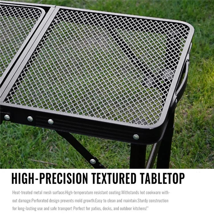 Outdoor Folding IGT Table Barbecue Mesh Table Lightweight Camping Height Adjustable Mesh Table, Size L