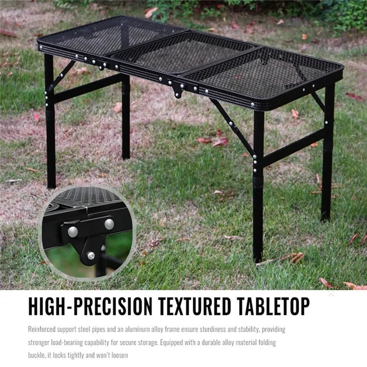 Outdoor Folding IGT Table Barbecue Mesh Table Lightweight Camping Height Adjustable Mesh Table, Size L