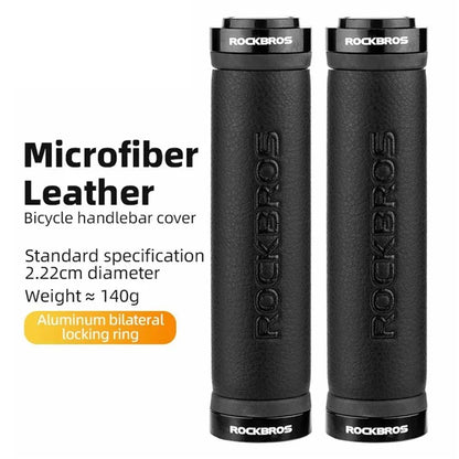 ROCKBROS 1 Pair Microfiber Leather Bicycle Handlebar Cover Anti-Skid Cycling Grips with End Cap