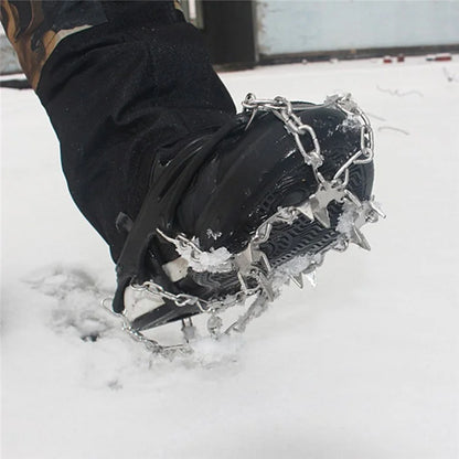 AOTU AT8608 1 Pair 18 Teeth Anti-slip Crampons TPE+Stainless Steel Snow Ground Climbing Shoe Grippers