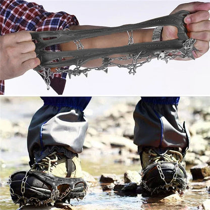 AOTU AT8608 1 Pair 18 Teeth Anti-slip Crampons TPE+Stainless Steel Snow Ground Climbing Shoe Grippers