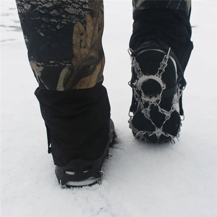 AOTU AT8608 1 Pair 18 Teeth Anti-slip Crampons TPE+Stainless Steel Snow Ground Climbing Shoe Grippers