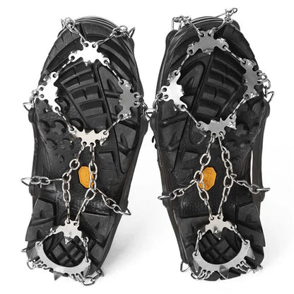 AOTU AT8608 1 Pair 18 Teeth Anti-slip Crampons TPE+Stainless Steel Snow Ground Climbing Shoe Grippers