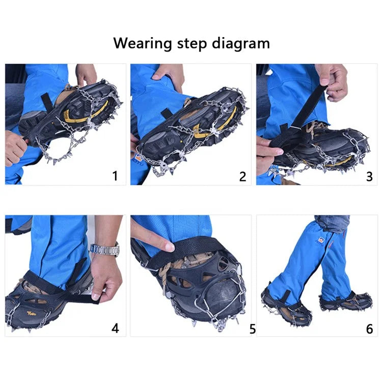 AOTU AT8607 1 Pair 19 Teeth Anti-slip Crampons TPE+Stainless Steel Ice Snow Ground Shoe Grippers