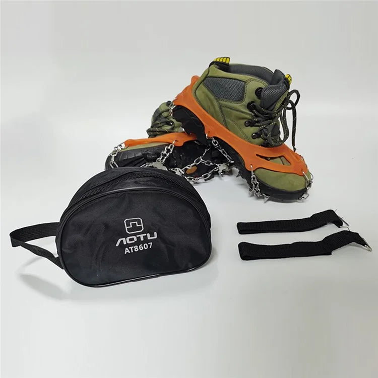 AOTU AT8607 1 Pair 19 Teeth Anti-slip Crampons TPE+Stainless Steel Ice Snow Ground Shoe Grippers