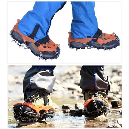 AOTU AT8607 1 Pair 19 Teeth Anti-slip Crampons TPE+Stainless Steel Ice Snow Ground Shoe Grippers