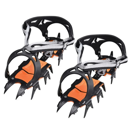 AOTU 1 Pair 18 Teeth TPU+Manganese Steel Anti-slip Crampons Snow Ice Walking Shoe Grippers