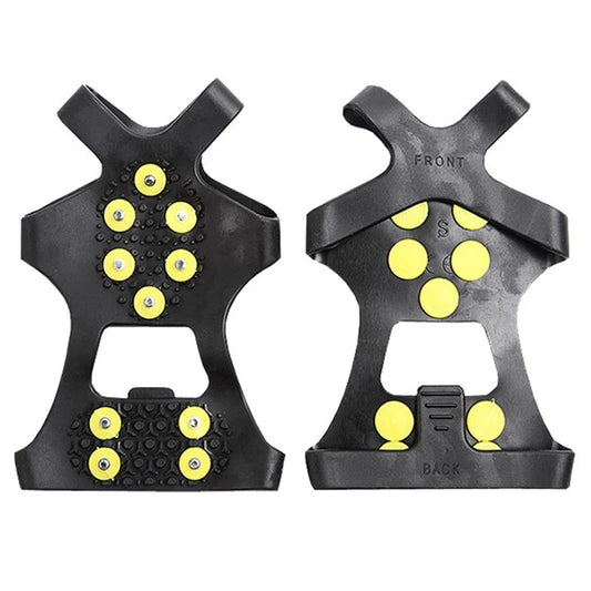 AOTU 1 Pair Outdoor 10 Teeth Anti-slip Crampons TPE+Zinc Alloy Snow Ice Walking Climbing Shoe Covers
