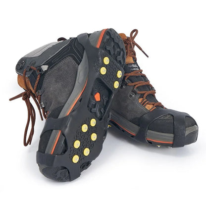 AOTU 1 Pair Outdoor 10 Teeth Anti-slip Crampons TPE+Zinc Alloy Snow Ice Walking Climbing Shoe Covers