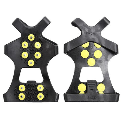 AOTU 1 Pair Outdoor 10 Teeth Anti-slip Crampons TPE+Zinc Alloy Snow Ice Walking Climbing Shoe Covers