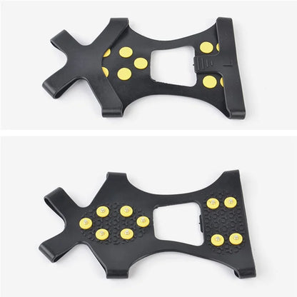 AOTU 1 Pair Outdoor 10 Teeth Anti-slip Crampons TPE+Zinc Alloy Snow Ice Walking Climbing Shoe Covers
